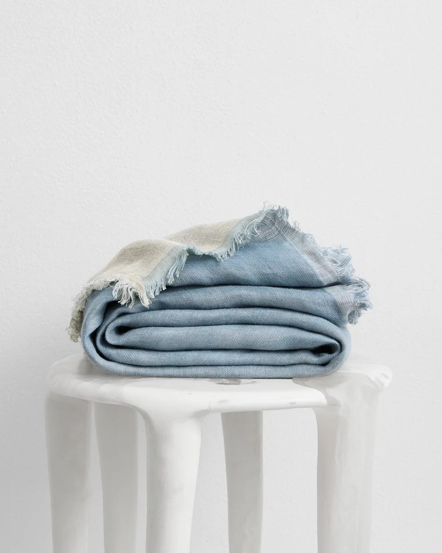 Leinen Decke – Lagune & Creme